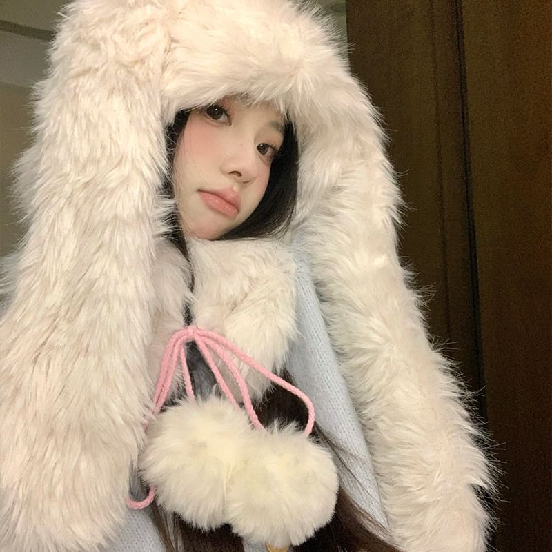 Hat Trapper Pom Rabbit Ear