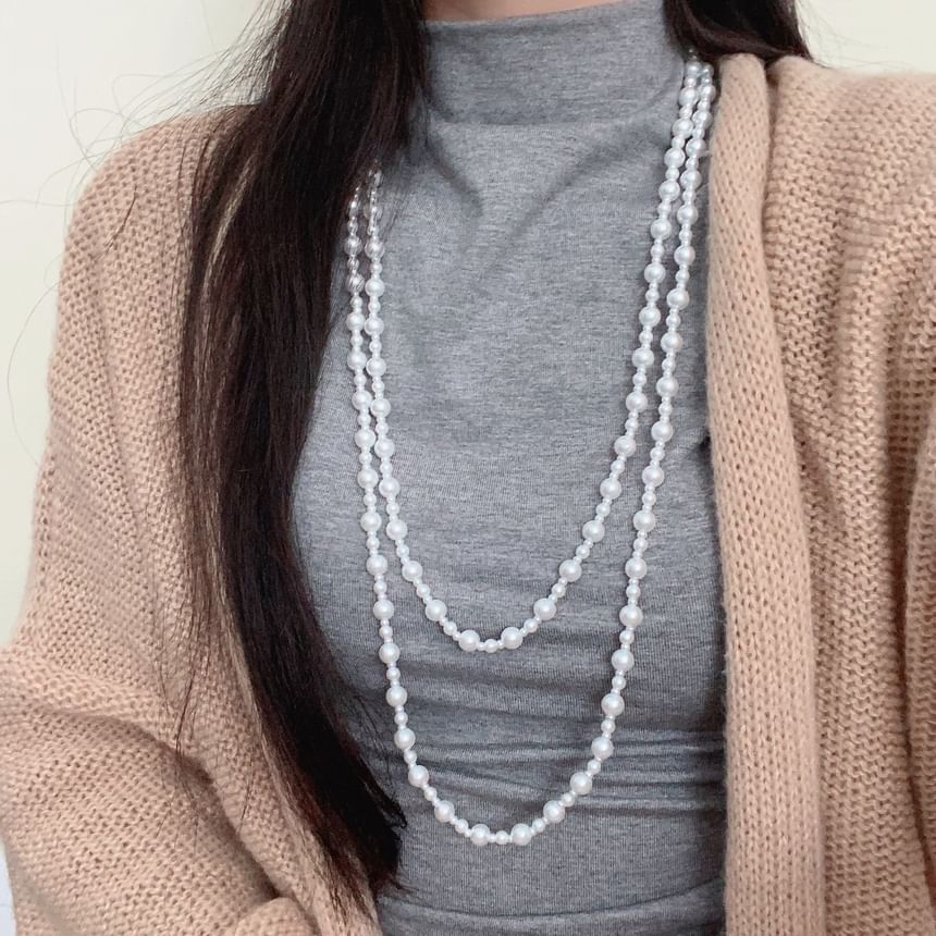 Pearl Layered Beaded Faux Necklace