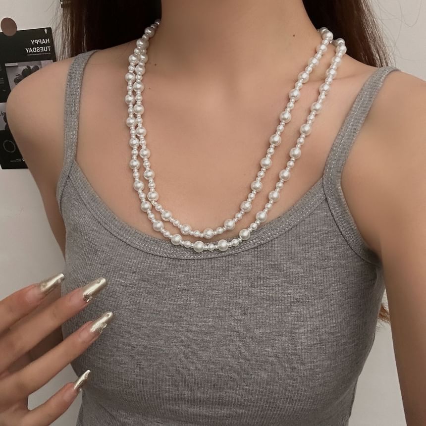 Pearl Layered Beaded Faux Necklace