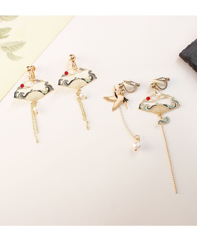 Earring Alloy Dangle Crane (Various Designs)