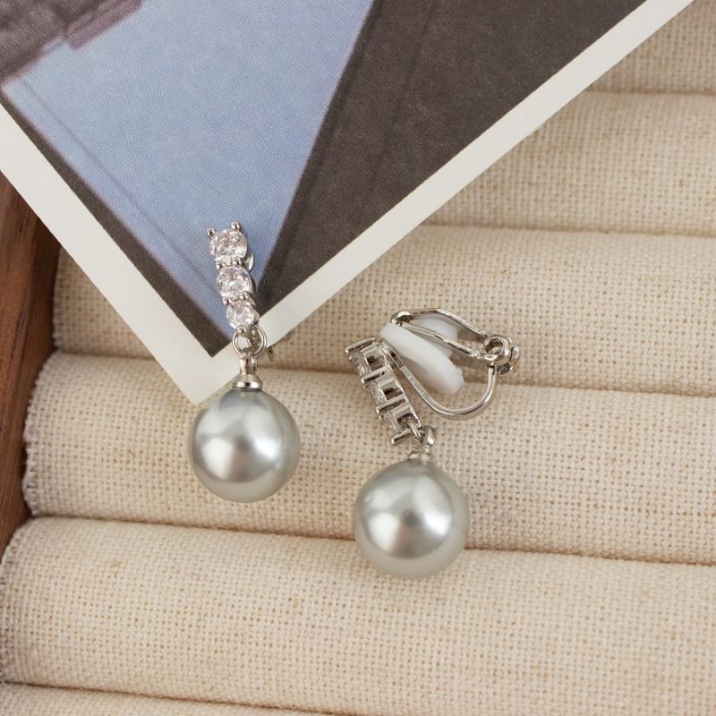 Faux Alloy Earring Dangle Pearl Rhinestone