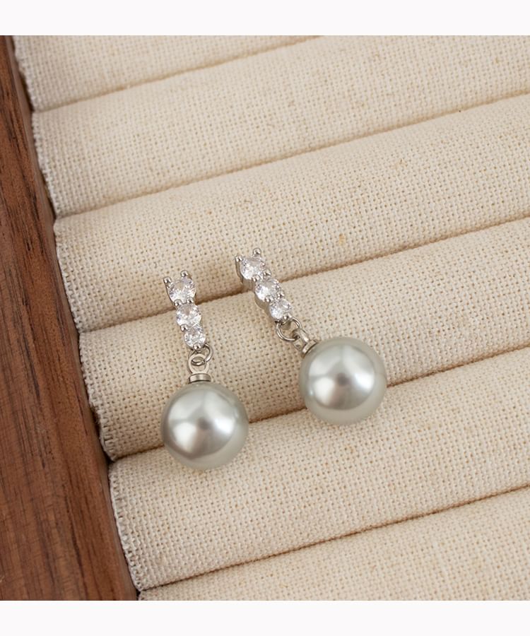 Faux Alloy Earring Dangle Pearl Rhinestone