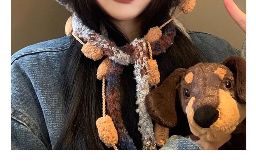 Hat Panel Bear Fluffy Ear Knit