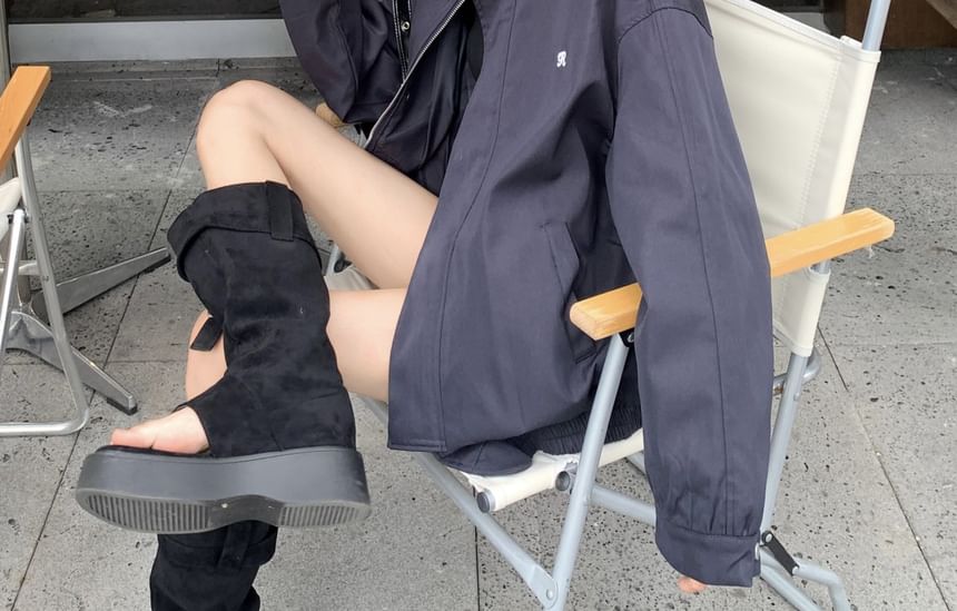 Collar Embroidered Stand Zip Jacket