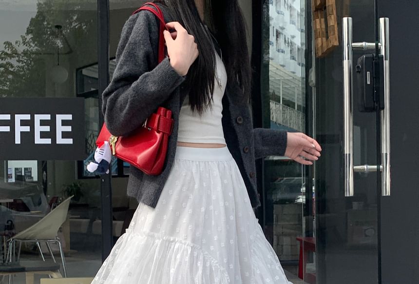 Skirt Maxi Rise Ruffle High Floral Asymmetrical A-Line