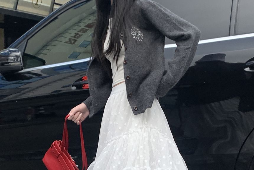 Skirt Maxi Rise Ruffle High Floral Asymmetrical A-Line