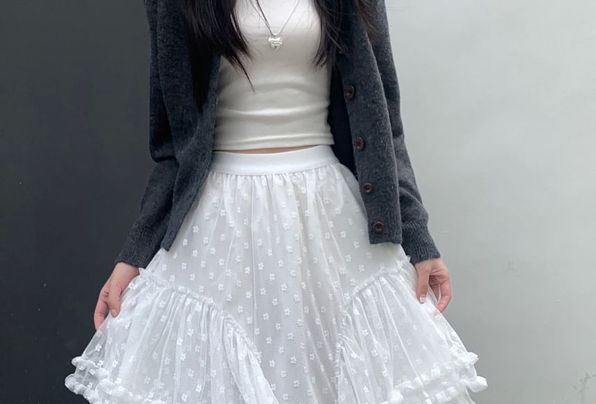 Skirt Maxi Rise Ruffle High Floral Asymmetrical A-Line