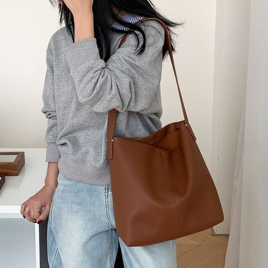 Faux Bucket Bag Leather