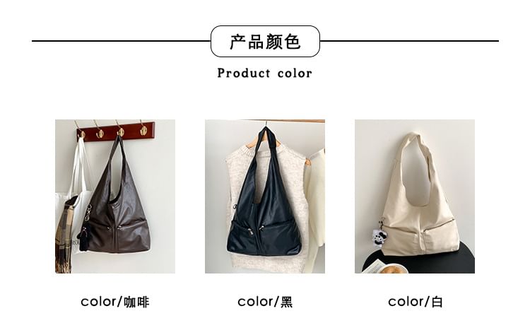Multi-Pocket Tote Bag Faux Leather