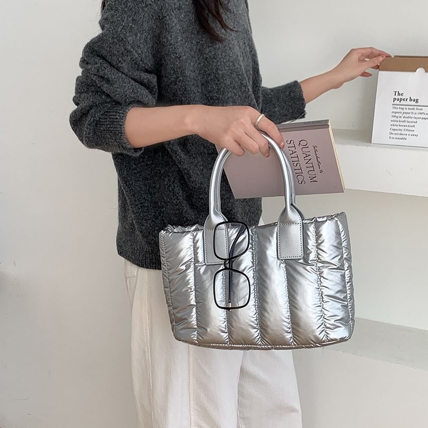 Tote Plain Ribbed Bag