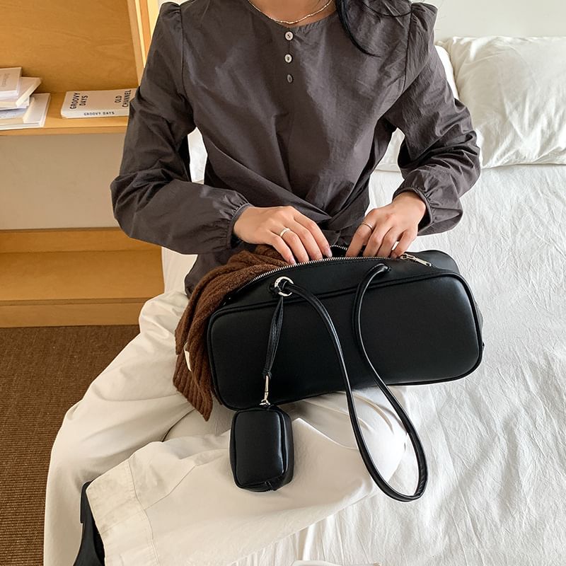 Shoulder Bag + Faux Purse Coin Set: Leather