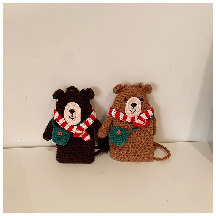 Mobile Crossbody Bag Phone Knit Bear