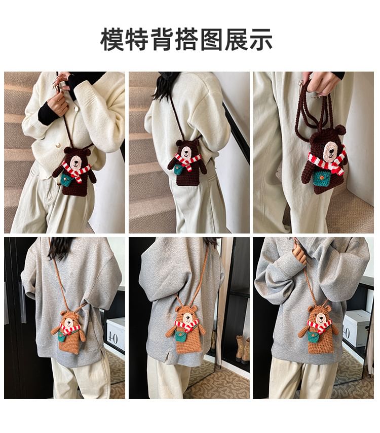 Crossbody Bag Phone Bear Mobile Knit