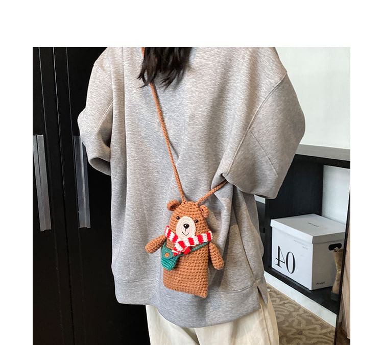 Mobile Crossbody Bag Phone Knit Bear