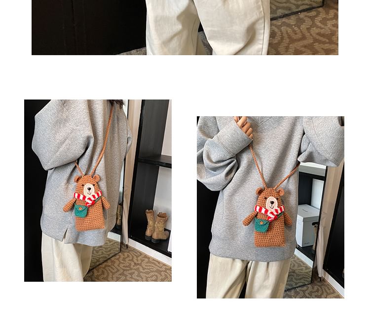 Crossbody Bag Phone Bear Mobile Knit