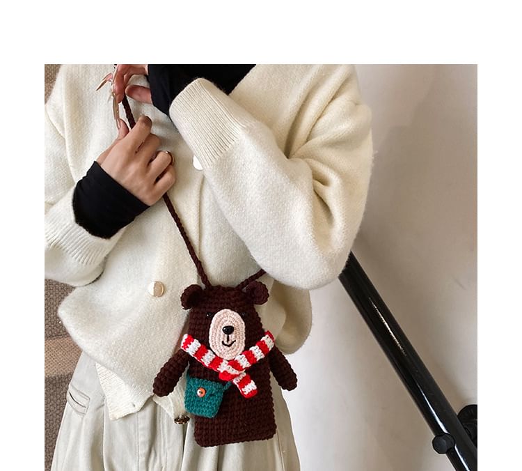 Crossbody Bag Phone Bear Mobile Knit