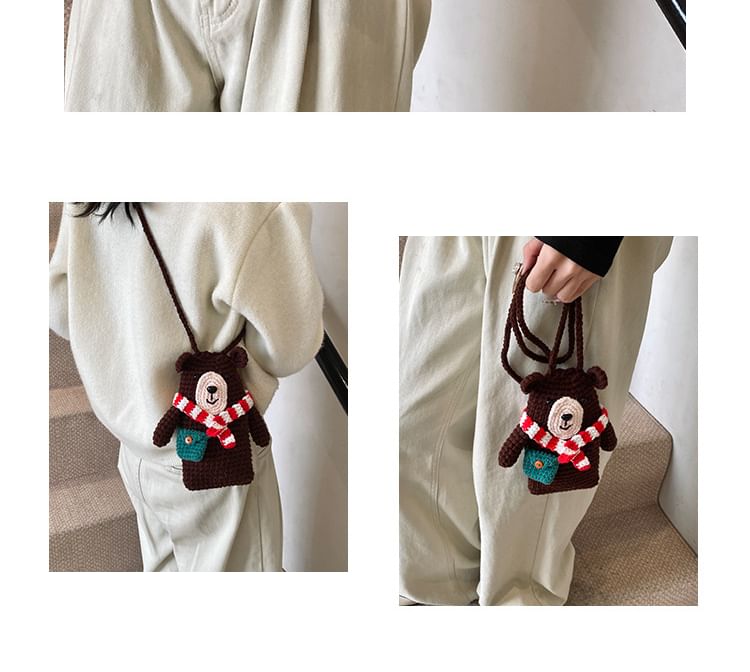 Mobile Crossbody Bag Phone Knit Bear