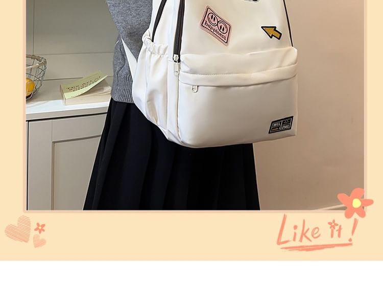 Lettering Laptop Nylon Backpack Applique