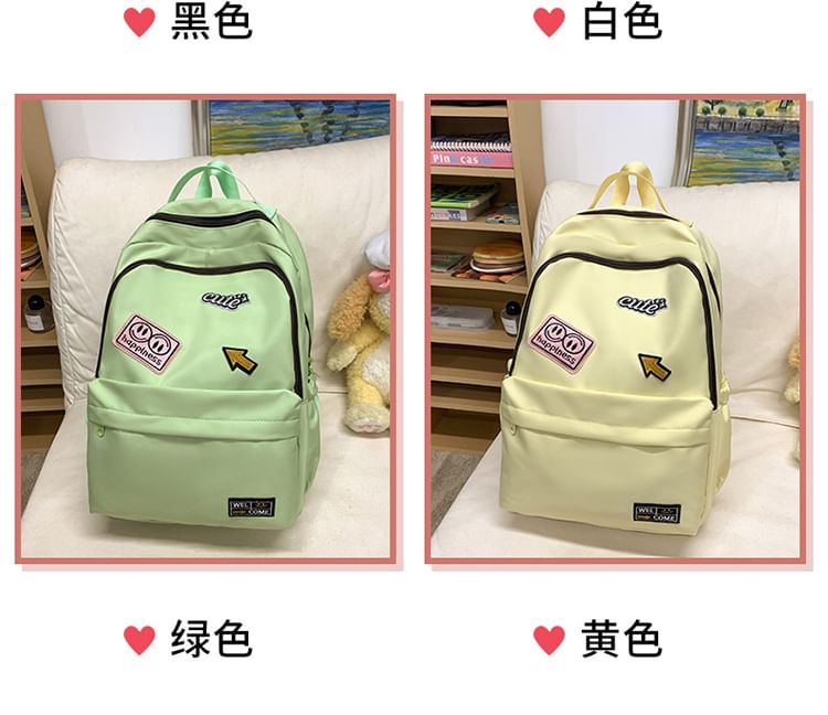 Lettering Laptop Nylon Backpack Applique