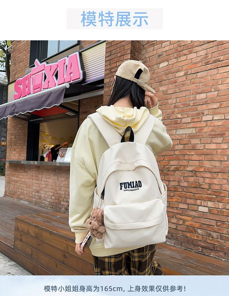 Bag Laptop Nylon / Backpack Lettering Set Embroidered Charm