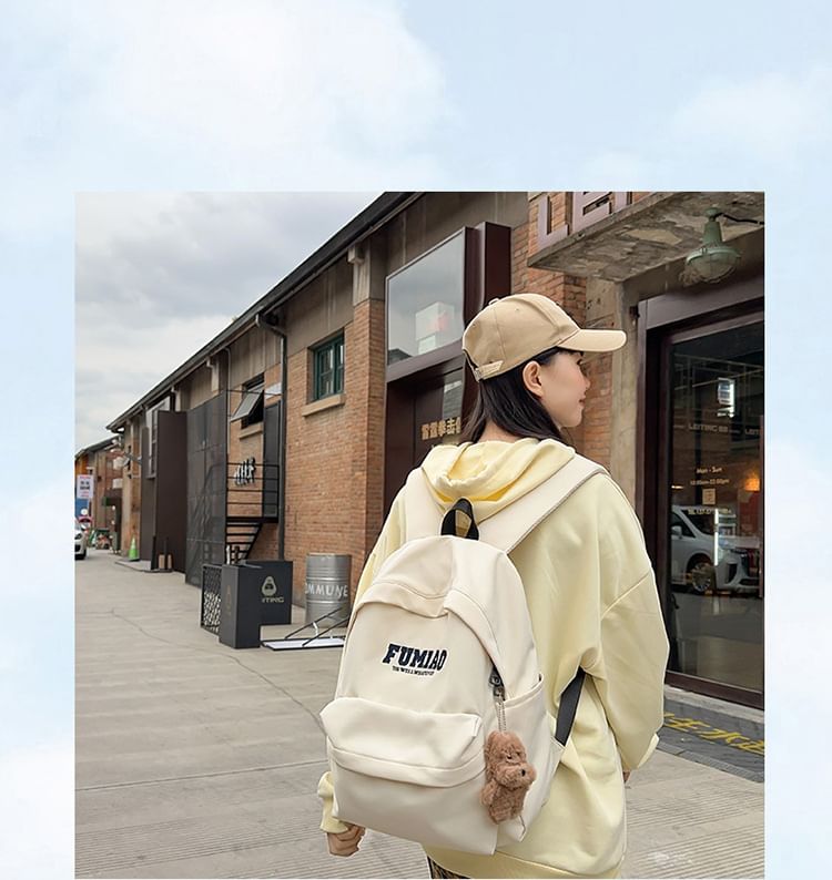 Set Bag Nylon Backpack / Embroidered Charm Lettering Laptop