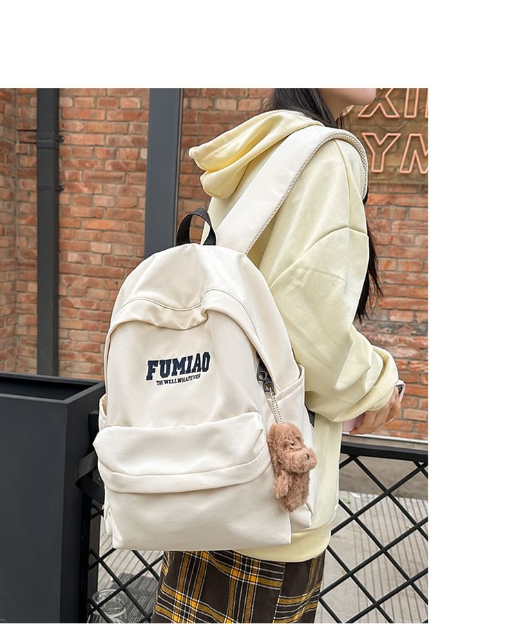 Set Bag Nylon Backpack / Embroidered Charm Lettering Laptop