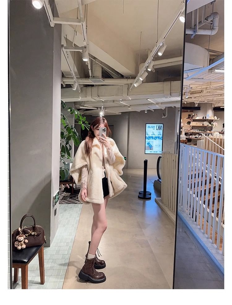 Short Faux Plain Leather Boots Platform Lace-Up