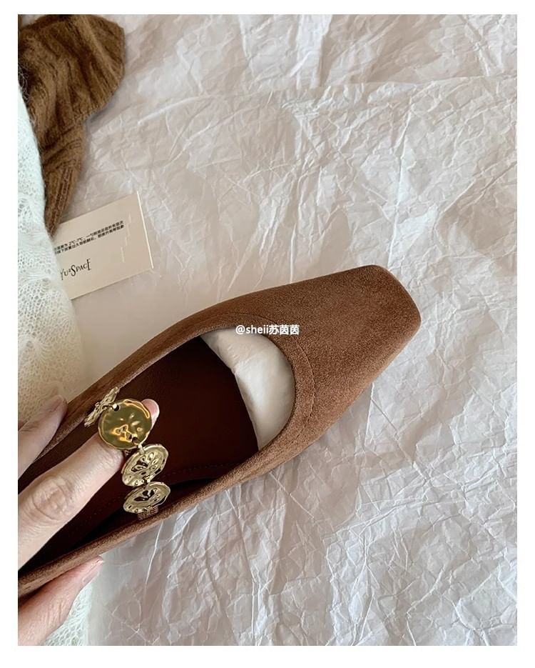 Heel Accent Plain Metal Low Pumps Mary Jane