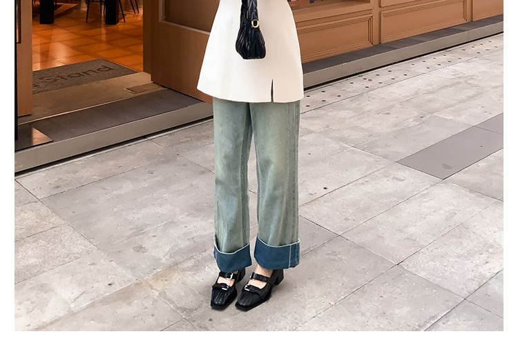 Jane Heel Toe Buckle Pumps Mary Block Square