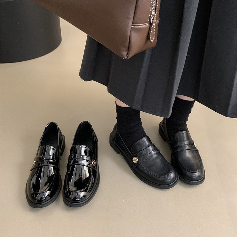 Patent Leather / Faux Penny Loafers