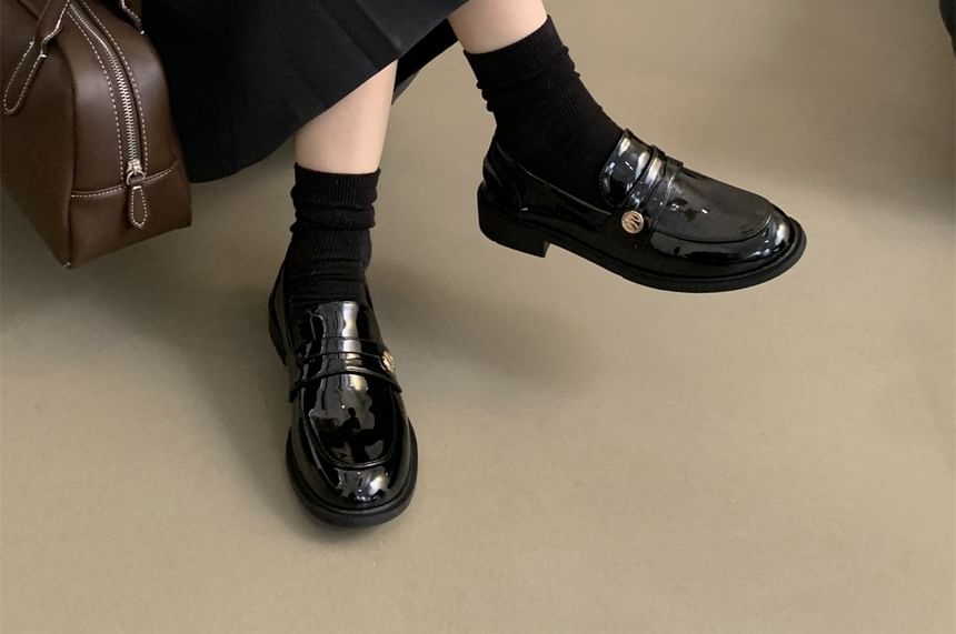 Patent Leather / Faux Penny Loafers