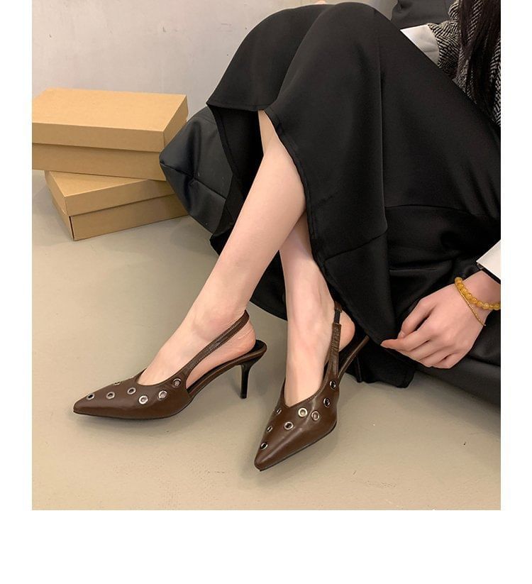 Toe Pointed Slingback Pumps Grommet