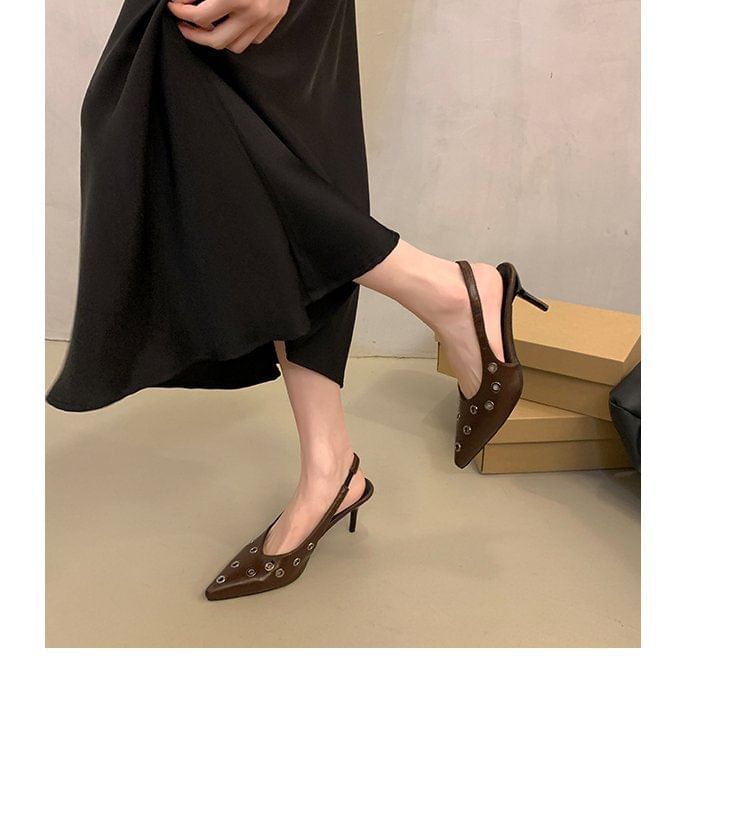 Toe Pointed Slingback Pumps Grommet