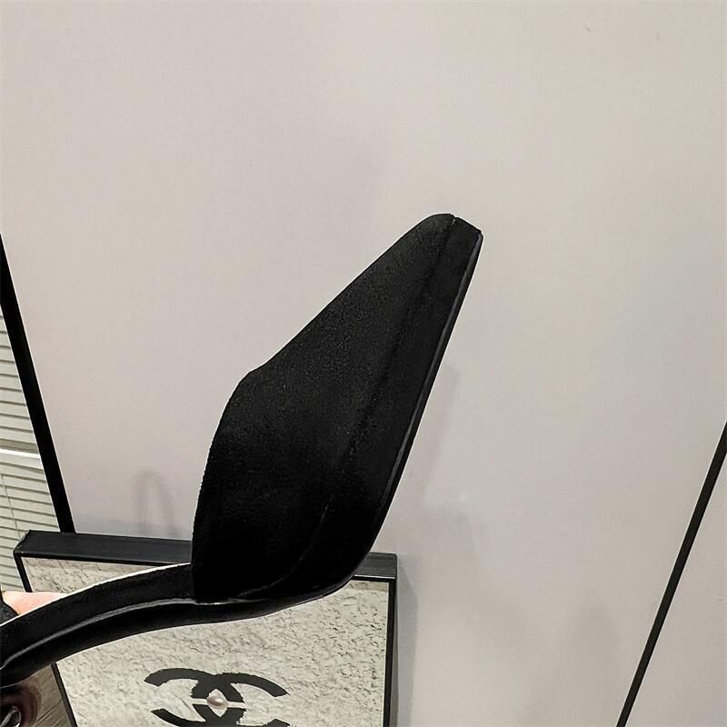 Velvet Toe Pointed Bow Strap Ankle Rhinestone Platform Fringe