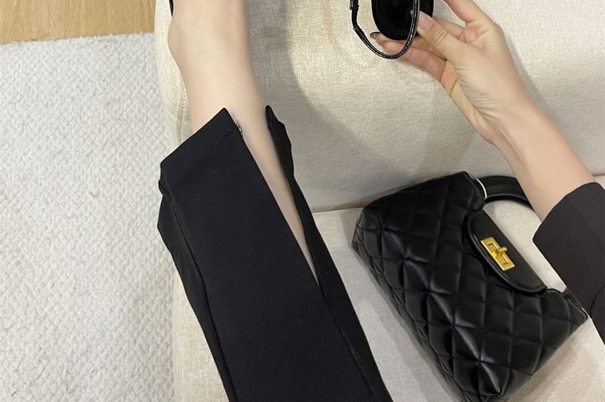 Leather Pointed Slingback Bow Toe Pumps Patent