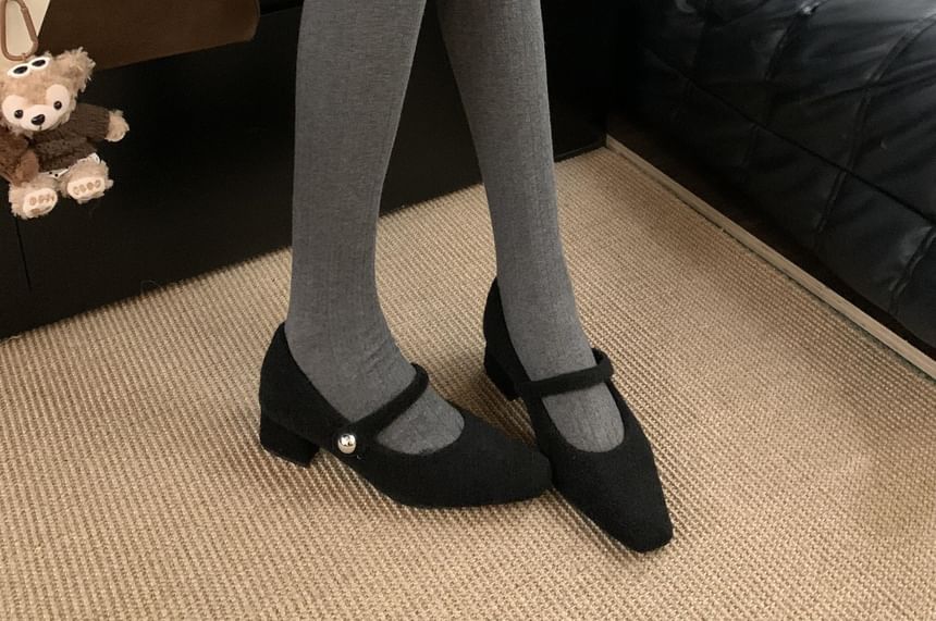 Mary Heel Pumps Toe Block Square Jane