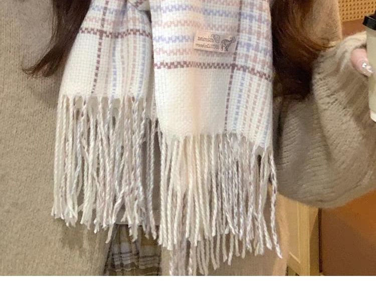 Fringed Plaid Scarf