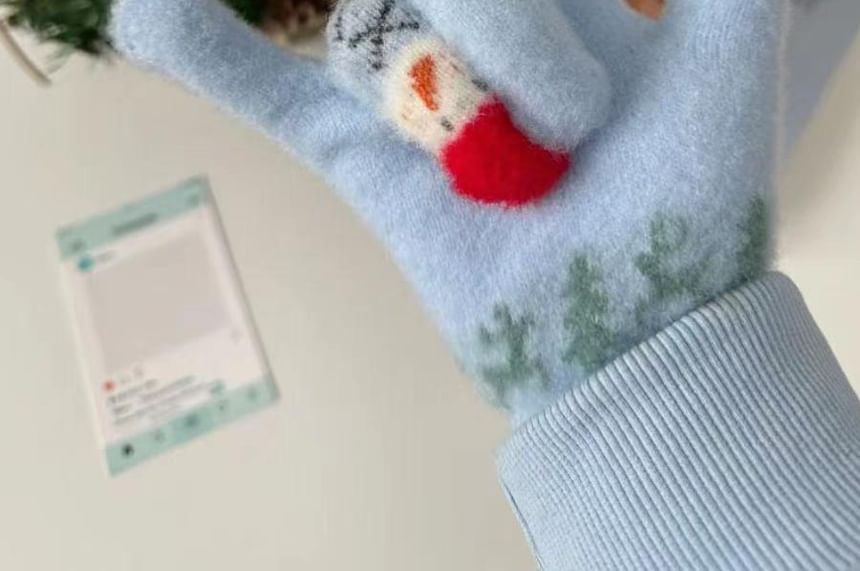Gloves Snowman Print