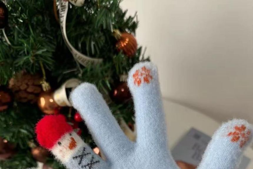 Gloves Snowman Print