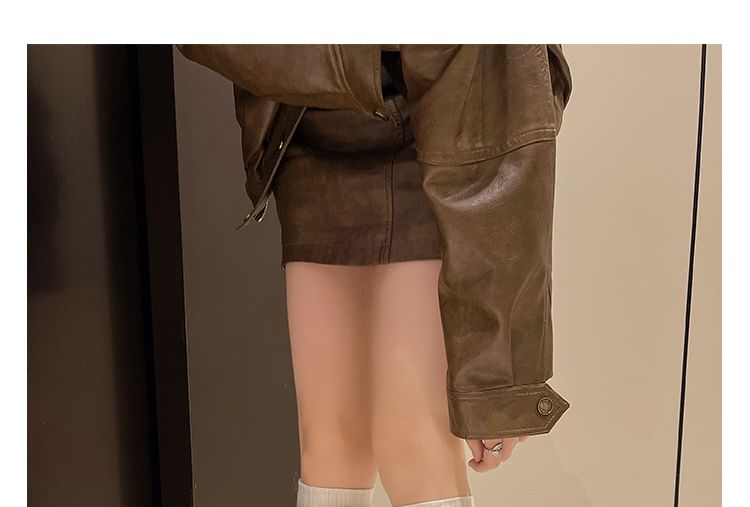 Faux Boots Leather Heel Cowboy Chunky