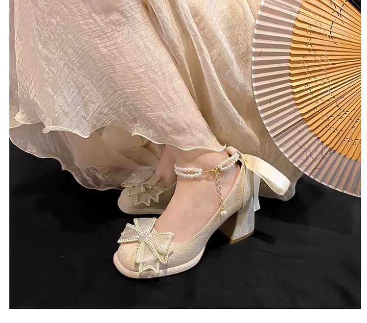 Bow Mary Platform Heel Chunky Jane Shoes