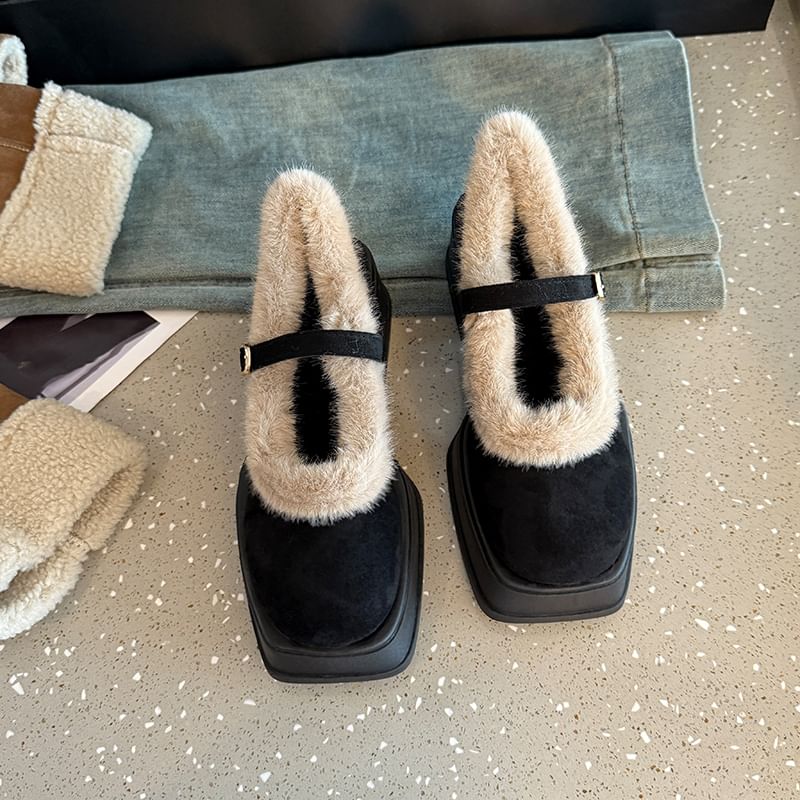 Jane Shoes Mary Square-Toe Platform Chunky Heel