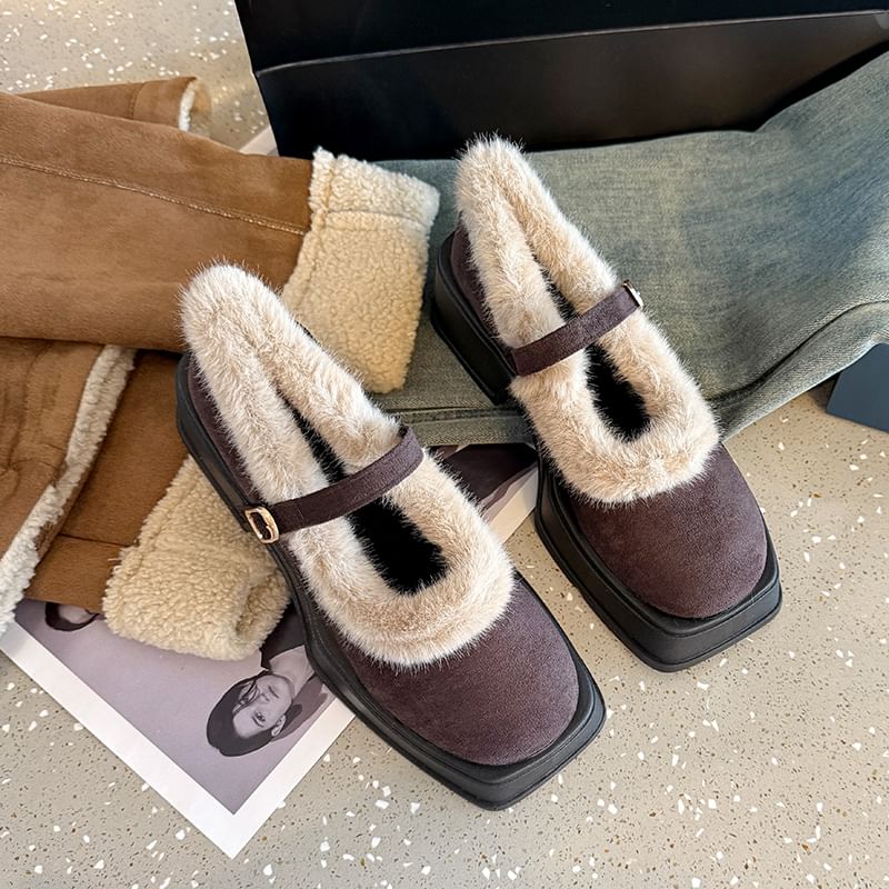 Jane Shoes Mary Square-Toe Platform Chunky Heel