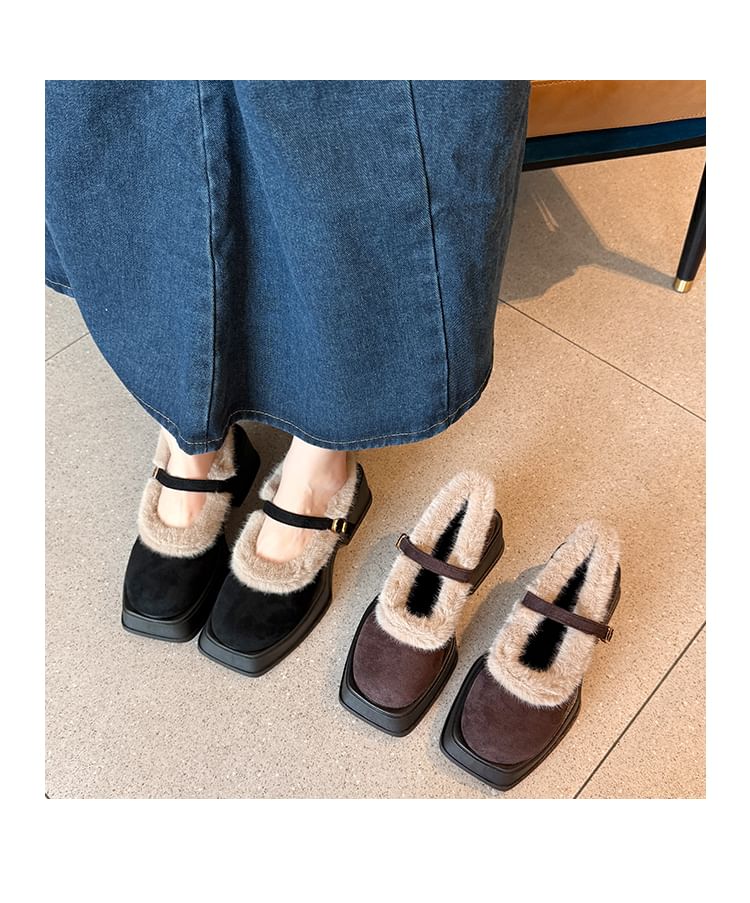 Jane Shoes Mary Square-Toe Platform Chunky Heel