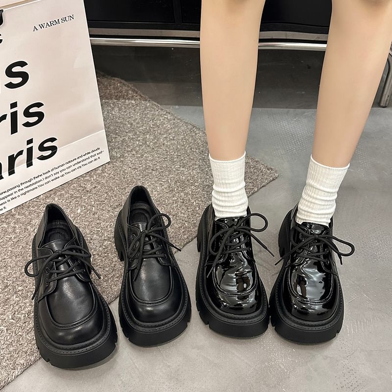 Platform Chunky Shoes Heel Lace-Up