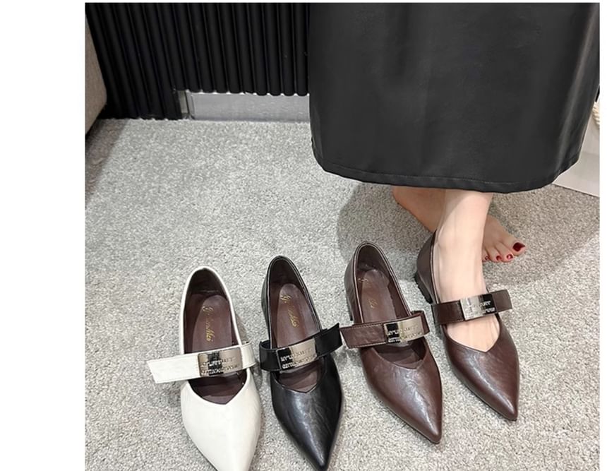 Heel Mary Chunky Buckled Shoes Jane Pointy