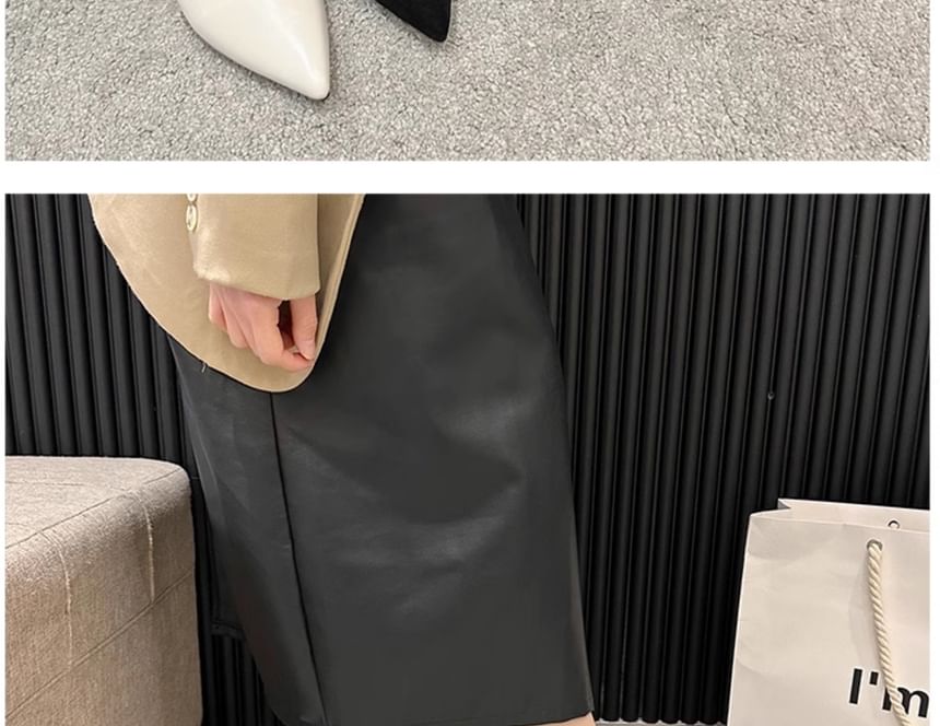 Low Faux Peral Mary Shoes Strap Jane Heel Pointy