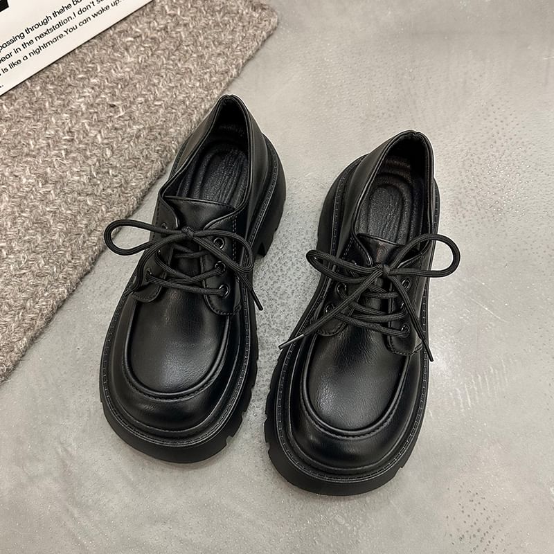 Platform Chunky Shoes Heel Lace-Up
