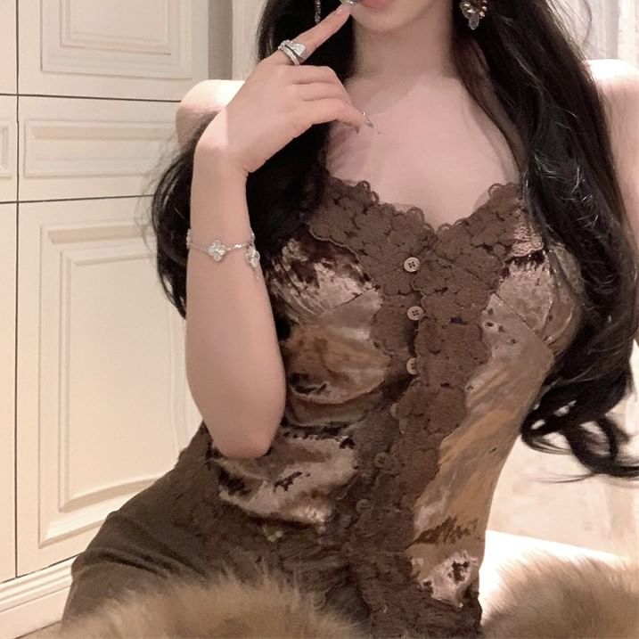 Cami Corp Frill Trim Top Plain