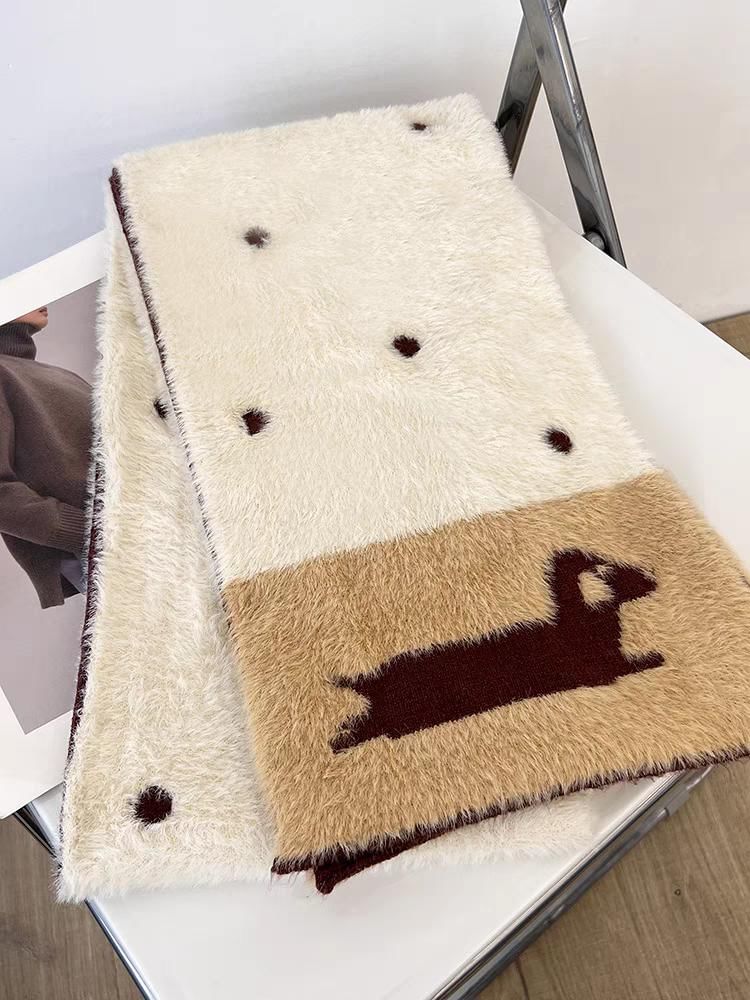 Dotted Knit Scarf Dog Patterned